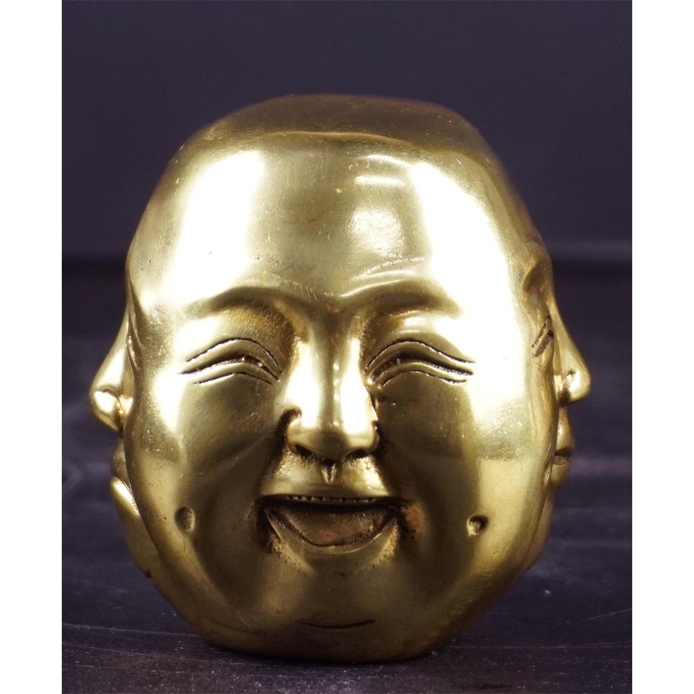 4 Gesichter Messing 4 Emotionen Ausdruck Lachen Freude Trauer Buddha Kopf Bronze