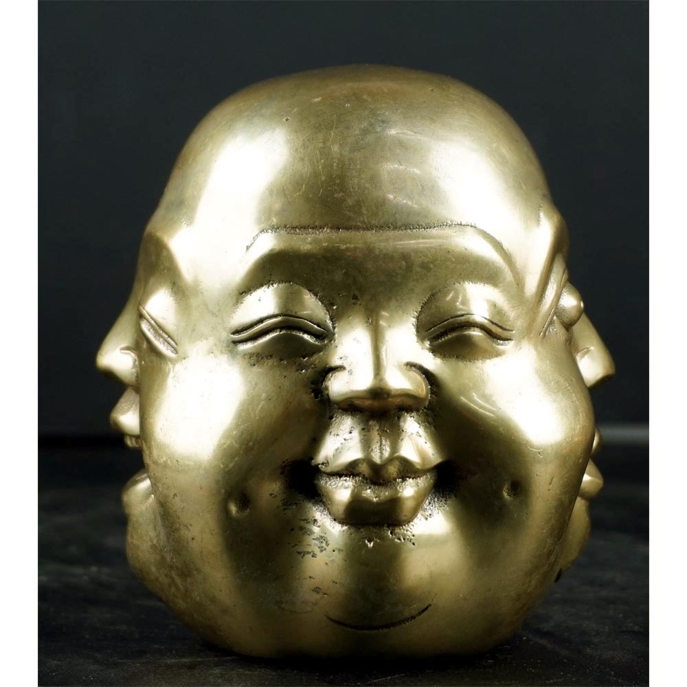 4 Gesichter Messing 4 Emotionen Ausdruck Lachen Freude Trauer Buddha Kopf Bronze