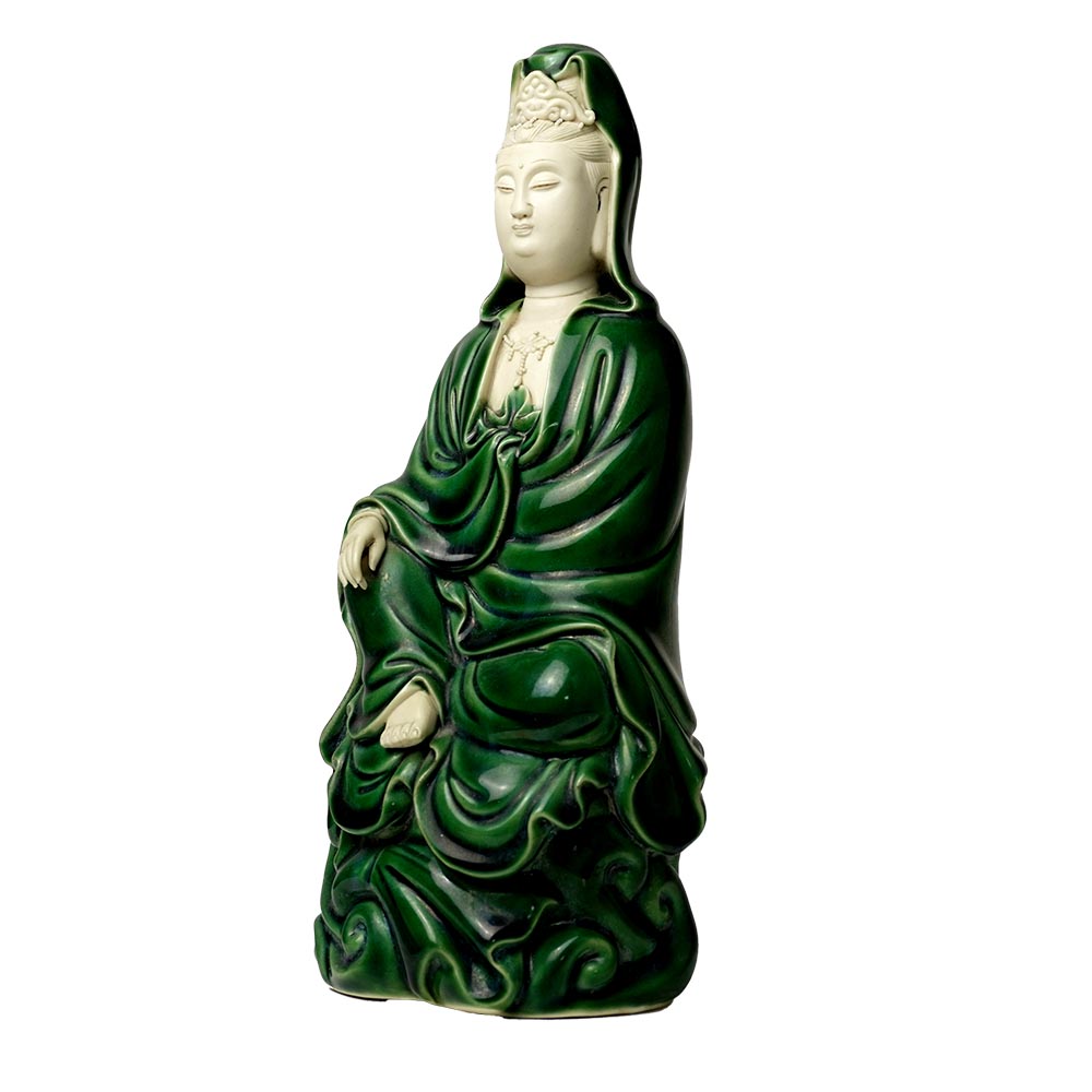 Buddha Figur Guan Yin Avalokiteshvara Porzellan Barmherzig Mitgefühl Trost inkl. Versand