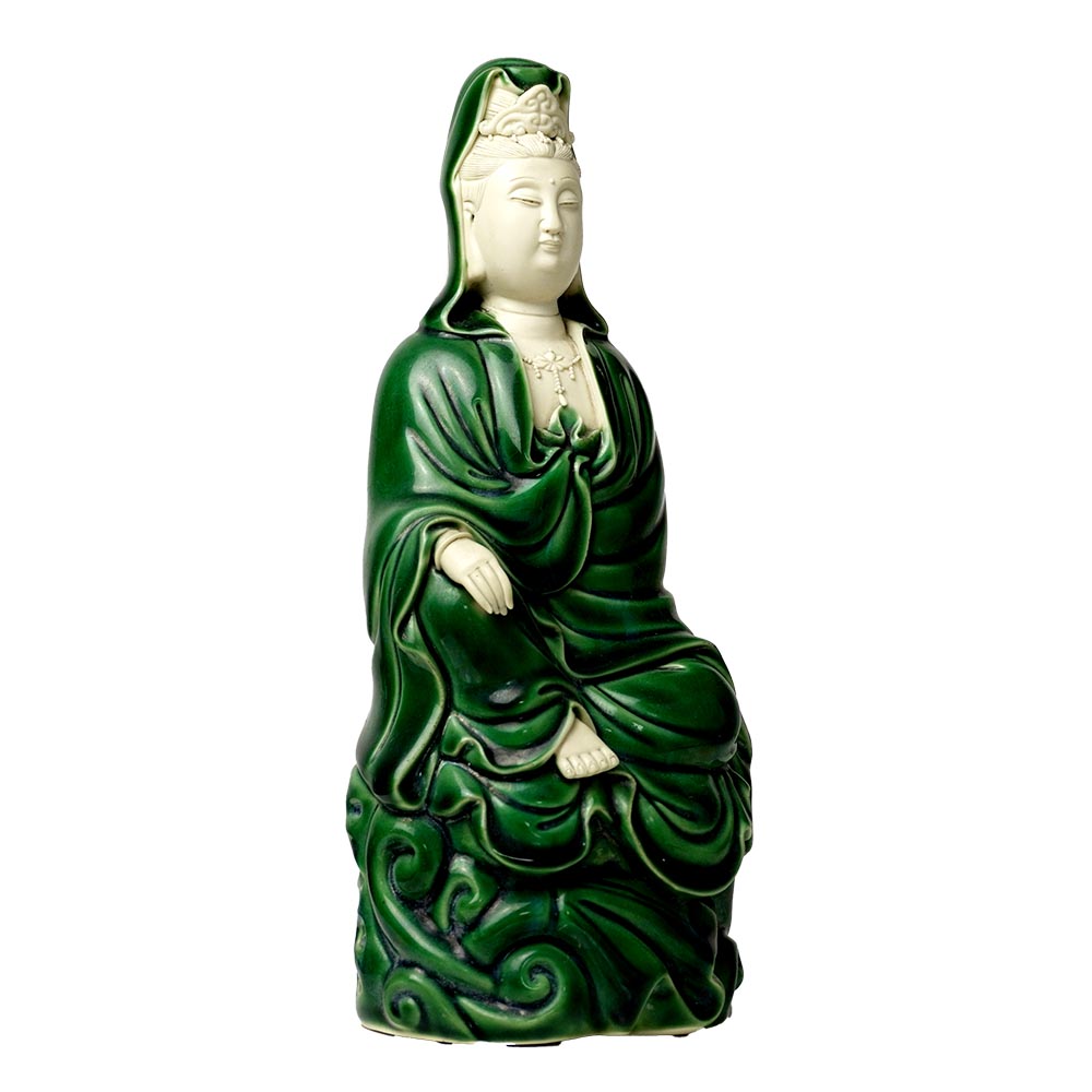Buddha Figur Guan Yin Avalokiteshvara Porzellan Barmherzig Mitgefühl Trost