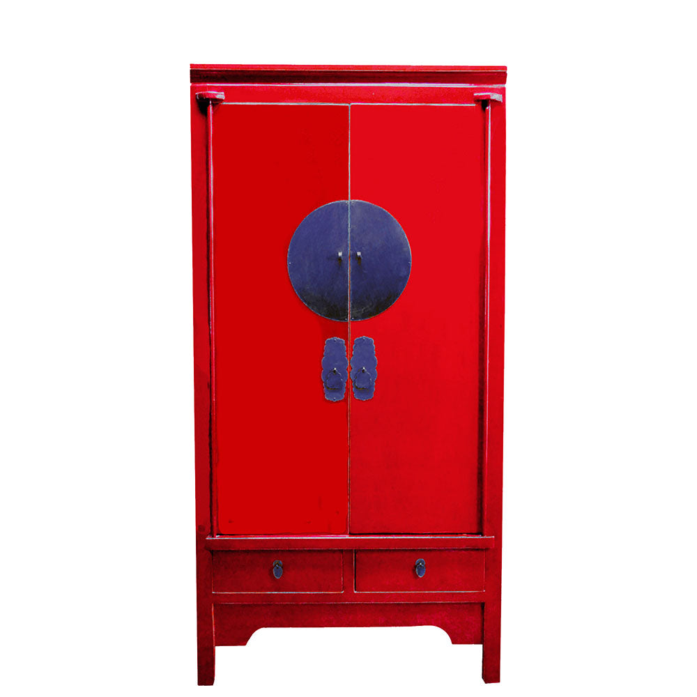 China Schrank 2 m hoch Kleiderschrank Holz Hochzeitsschrank Wohnzimmer Wäsche rot Vintage inkl. Versand