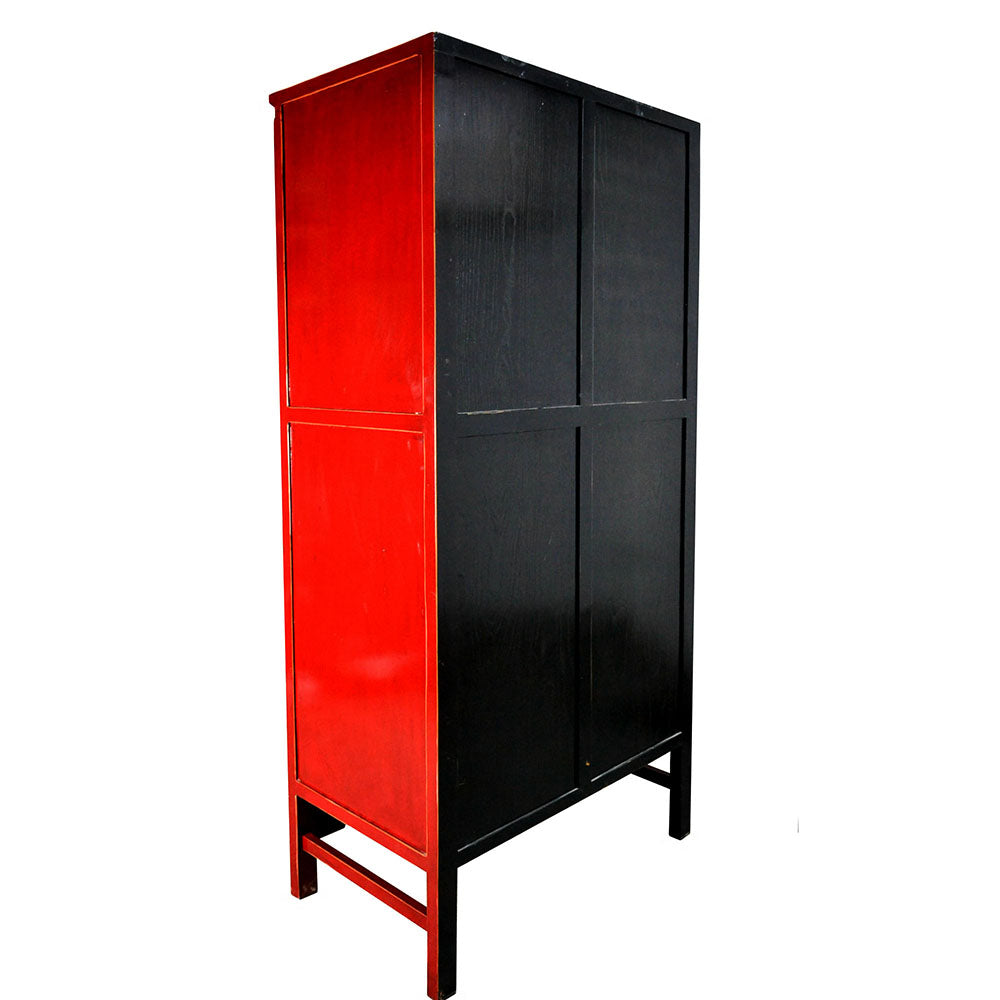 China Schrank 2 m hoch Kleiderschrank Holz Hochzeitsschrank Wohnzimmer Wäsche rot Vintage inkl. Versand