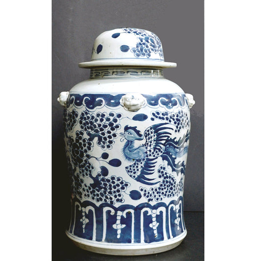 chinesisch Porzellan Vase Deckel Vase balusterförmig Blau-Weiß Kobaltblau-Malerei antik