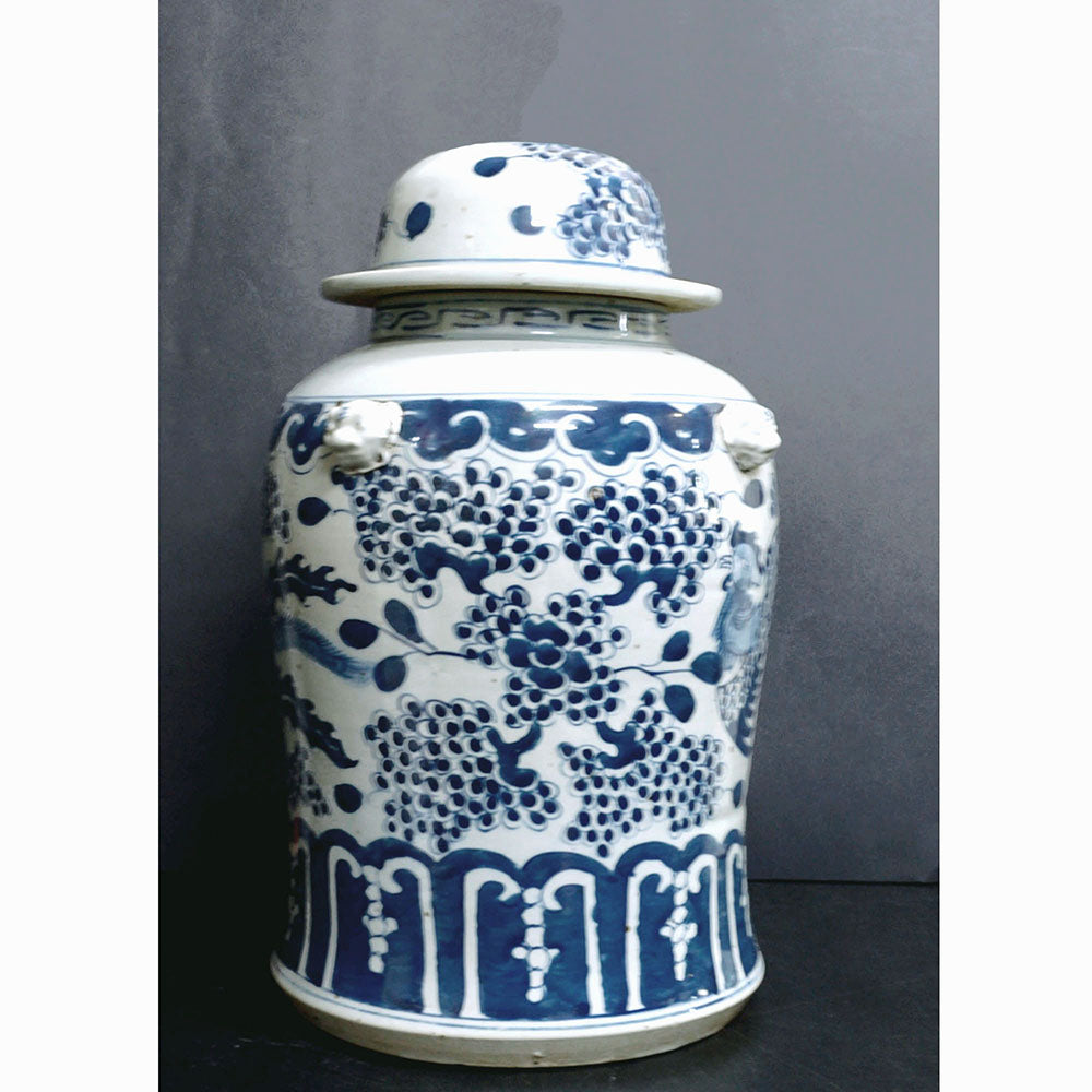 chinesisch Porzellan Vase Deckel Vase balusterförmig Blau-Weiß Kobaltblau-Malerei antik