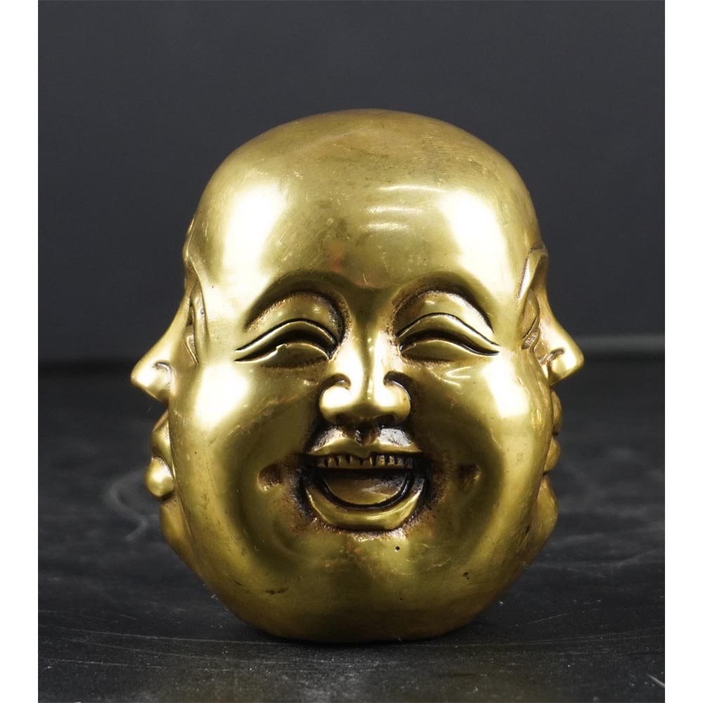 Buddha Kopf 4 Grunde Emotionen Gesichter Ausdruck Messing Handgefertigt 8cm