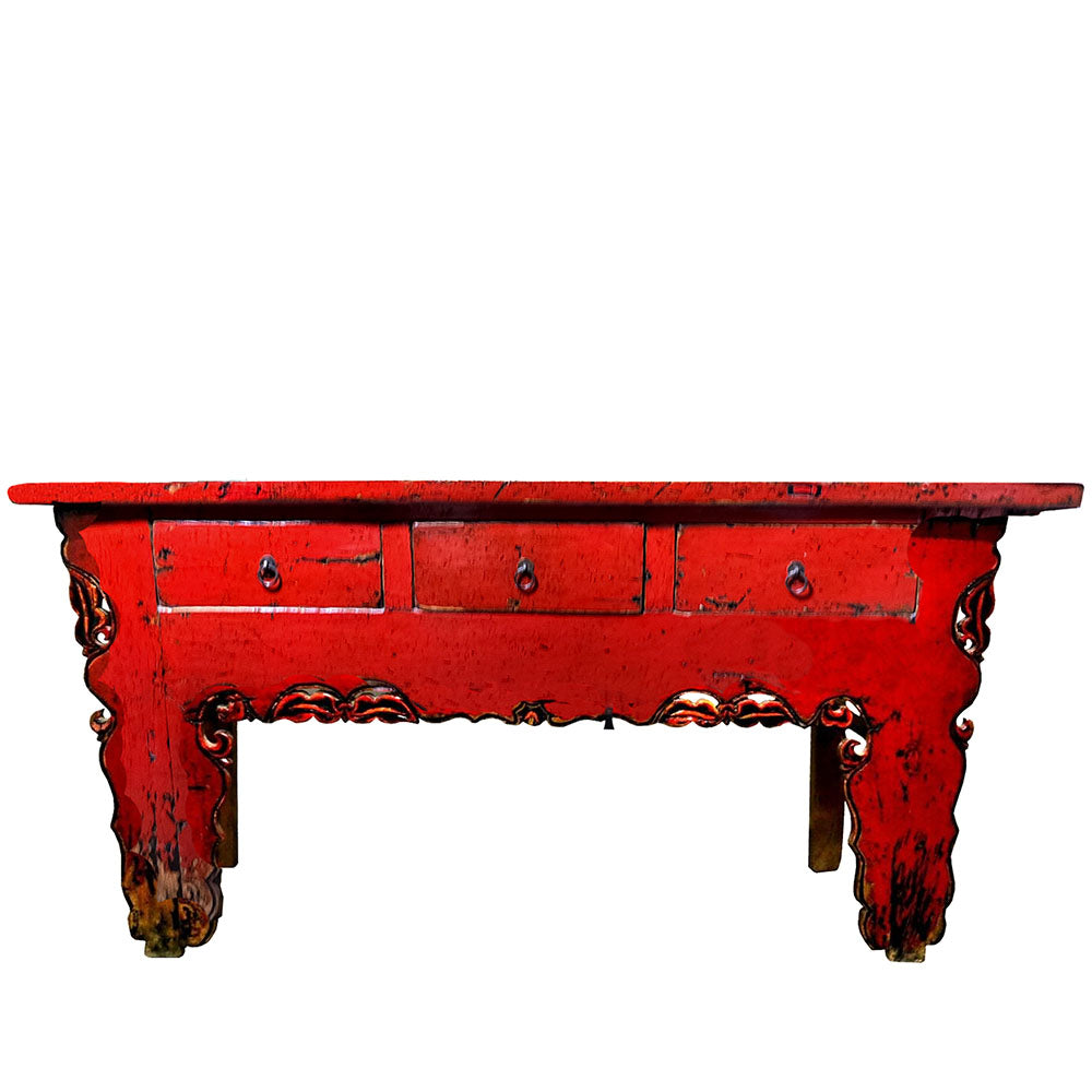 Anrichte China Kommode Sideboard lang Tisch rot Massivholz Stauraum elegant inkl. Lieferung
