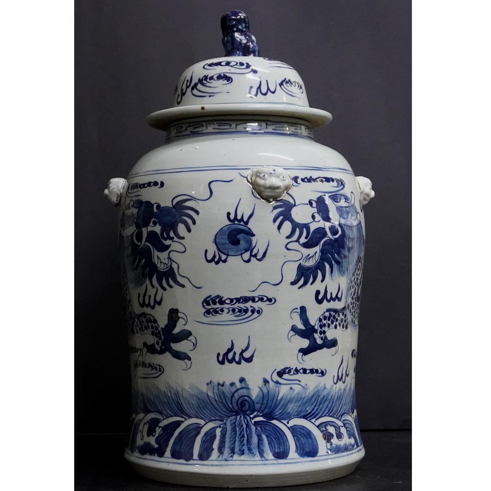 Deckel Vase chinesischer Porzellan antik Drachen