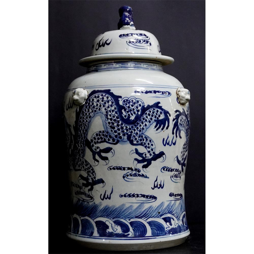 Deckel Vase chinesischer Porzellan antik Drachen