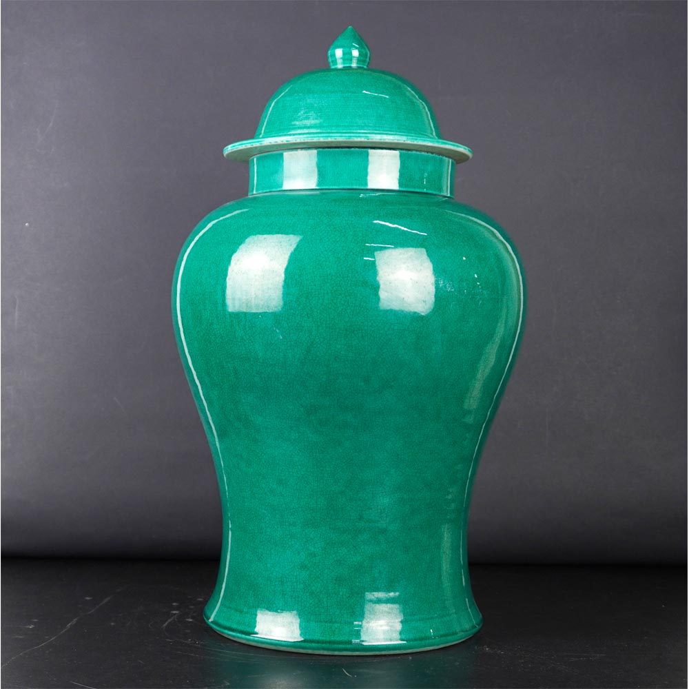 Porzellan Vase Deckel chinesisch Jade grün