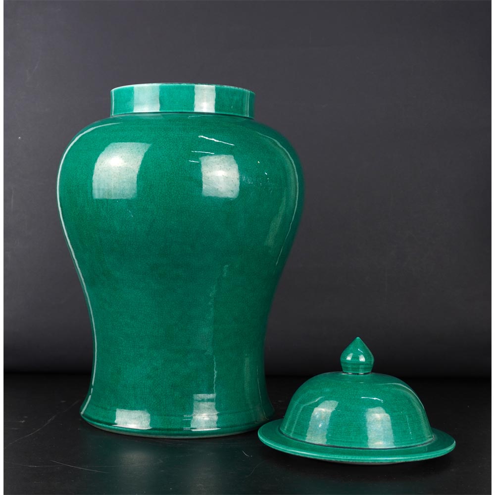 Porzellan Vase Deckel chinesisch Jade grün